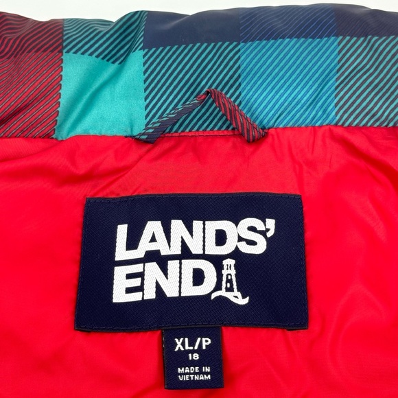 Lands End 600 Down Plaid Puffer Vest - Picture 8 of 11